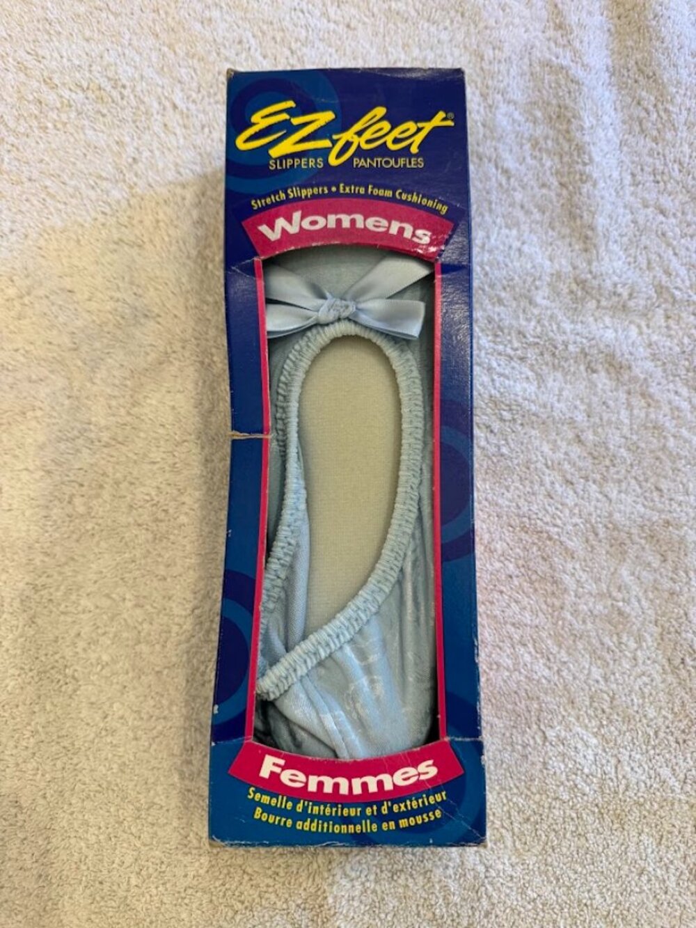 Vintage EZ Feet Womens Medium Blue Stretch Slippers
